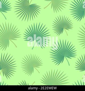 Elegantes nahtloses Vektor florales Muster Design von tropischen exotischen Fan Palmblättern. Belaubung wiederholender strukturierter Hintergrund für Druck und Textil Stock Vektor