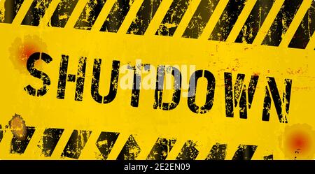 Shutdown-Zeichen, Corona-Virus, Covid-19, Biohazard Epidemie Warnzeichen, grungy Stil, Vektor Stock Vektor