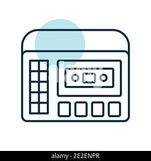 Cassettophone 70er Jahre Musik. Retro-Kassettenrekorder-Player-Vektorsymbol. Graph Symbol für Musik und Sound Website und Apps Design, Logo, App, UI Stock Vektor