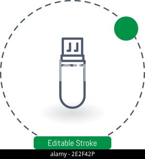 Pendrive Vektor-Symbol editierbare Konturumrisssymbole für Web und Mobil Stock Vektor
