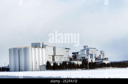 Getreidelagerwerk in Hokkaido, Japan. Stockfoto