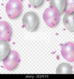 Rosa und weiße Ballons auf transparentem Hintergrund, Vektorgrafik Stock Vektor