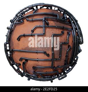 Das Konzept der Gewinnung von Mineralien auf dem Mars. 3d-Illustration Stockfoto