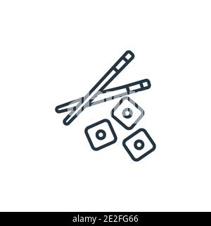 Sushi und Essstäbchen Umriss Vektor-Symbol. Dünne Linie schwarz Sushi und Essstäbchen Symbol, flache Vektor einfache Element Illustration von editierbaren Lebensmitteln concep Stock Vektor