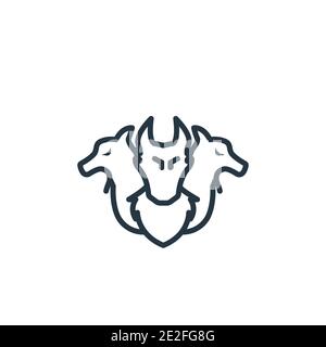Vektorsymbol für den Cerberus-Umriss. Dünne Linie schwarz cerberus Symbol, flache Vektor einfache Element Illustration aus editierbaren Märchen Konzept isoliert auf whit Stock Vektor