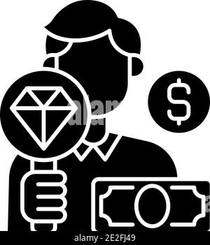 Pfandleiher schwarzes Glyphsymbol Stock Vektor