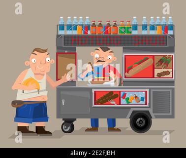 Vektor-Illustration eines mobilen Street-Food-Anbieter in New York City Stock Vektor