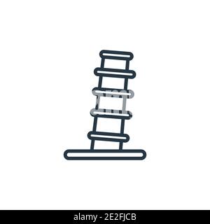 Symbol für den Pisa-Turm mit Umriss. Dünne Linie schwarz pisa Turm Symbol, flache Vektor einfache Element Illustration aus editierbaren Gebäuden Konzept isoliert stro Stock Vektor