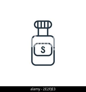 Vektorsymbol für Lösungsmittelumrisse. Dünne Linie schwarzes Lösungsmittel Symbol, flacher Vektor einfache Elementdarstellung aus editierbarem Reinigungskonzept isolierter Hub auf w Stock Vektor
