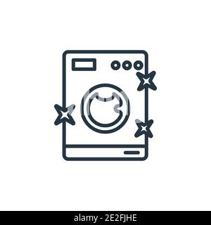 Vektorsymbol für die Reinraumdarstellung der Waschmaschine. Dünne Linie schwarz Waschmaschine Cleanin Symbol, flache Vektor einfache Element Illustration von editierbaren sauber Stock Vektor