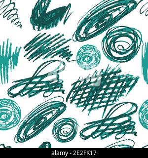 Niedliche Kinderzeichnung. Wachsmalstifte. Symbole, Schilder, Symbole, Stifte. Doodle, Umriss. Scribble Stock Vektor