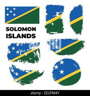 Horizontale abstrakte Grunge Brushed Flagge der Salomonen Stock Vektor