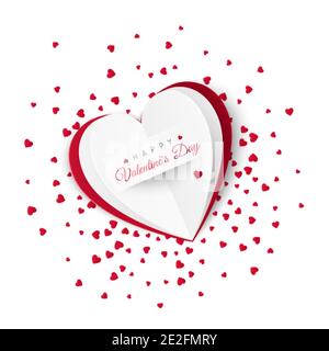 Valentinskarte mit Konfetti auf dem Hintergrund. Romantisches Dekoelement für Valentinstag oder Womens Day. Vektordarstellung isoliert auf weißem Hintergrund Stock Vektor