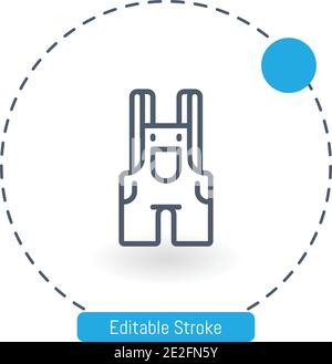 Latzhose Vektorsymbol editierbare Konturumrisssymbole für Web und Mobil Stock Vektor