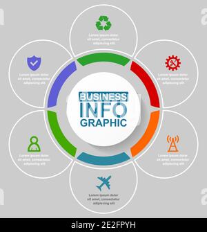 Infografik vector Template für Präsentation, Grafik, Diagramm, Grafik, Business Konzept mit 6-Optionen Stock Vektor