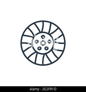 Auto Radkappe Umriss Vektor-Symbol. Dünne Linie schwarz Auto Hubcap Symbol, flache Vektor einfache Element Illustration von editierbaren Autoteilen Konzept isoliert auf w Stock Vektor