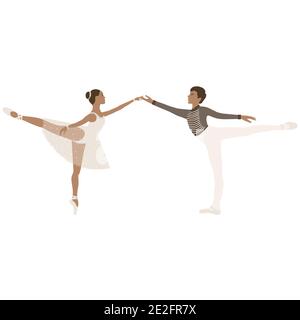 Ballerina und Tänzerin, Ballett Paar, Tutu und spitzenschuhe, Tanzen und Posen, Vektor-Ballett Stock Vektor