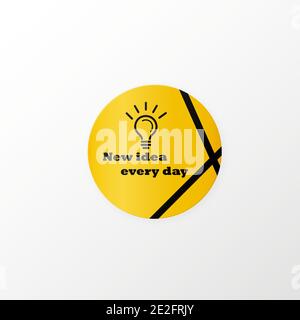 Realistisches Layout. Abzeichen in gelben und schwarzen Unternehmensfarben, um Ihre Ideen aufzuschreiben. Vector Mockup Design ist für große Unternehmen und Korporat geeignet Stock Vektor