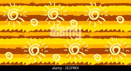 Nahtloses Originalmuster. Langer, farbiger Streifen. Vektor abstrakte Handzeichnung mit Streifen von Acrylfarben und Pinsel Stock Vektor