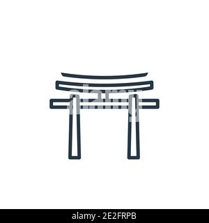 Torii-Gate-Umriss-Vektorsymbol. Dünne Linie schwarz torii Tor Symbol, flache Vektor einfache Element Illustration aus editierbaren asiatischen Konzept isoliert auf weiß Stock Vektor