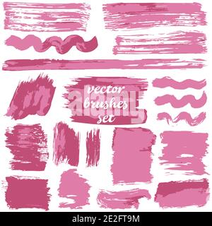 Großer Satz zweifarbiger Striche, Pinsel, Punkte, Druckfarben, Striche und Linien. Vektorgrafik isoliert auf weißem Hintergrund. Sammlung von schmutzigen Elementen Stock Vektor