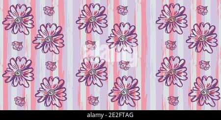 Nahtloses Originalmuster. Langer, farbiger Streifen. Vektor abstrakte Handzeichnung mit Streifen von Acrylfarben und Pinsel Stock Vektor