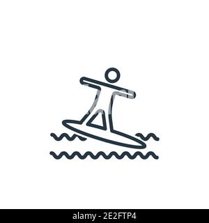 Vektorsymbol für Surfkontur. Dünne Linie schwarz Surf-Symbol, flache Vektor einfache Element Illustration aus editierbaren brasilia Konzept isolierte Strich auf weiß b Stock Vektor