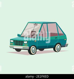 Vektor-Illustration von flachem Design blaues Auto. Cartoon-Stil Stock Vektor