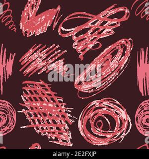 Nahtlose nette Kinderzeichnung. Farbige Wachsmalstifte. Symbole, Schilder, Symbole, Stifte. Doodle, Skizze, Umriss Stock Vektor