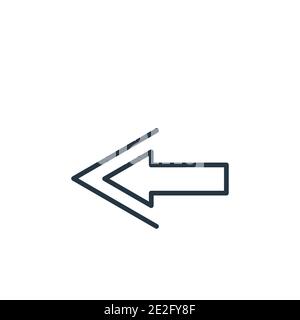 Symbol für den Vektorkonturenumriss nach links. Dünne Linie schwarzen linken Pfeil Symbol, flache Vektor einfache Element Illustration aus editierbaren Pfeilen Konzept isoliert auf whit Stock Vektor