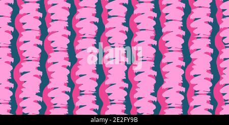 Nahtloses Originalmuster. Langer, farbiger Streifen. Vektor abstrakte Handzeichnung mit Streifen von Acrylfarben und Pinsel Stock Vektor