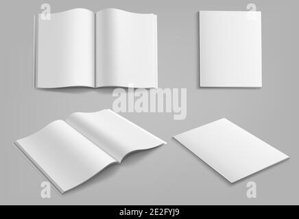 Satz von leerem Magazin, Album oder Buch Mockup Mock up isoliert auf grauem Hintergrund Stock Vektor