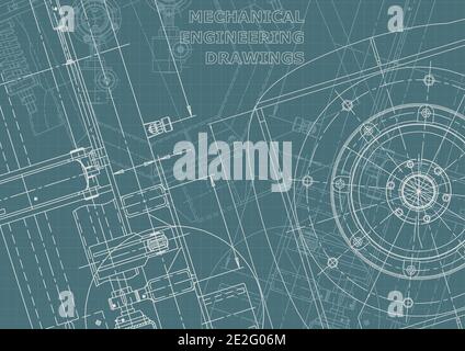 Abdeckung. Vektorzeichnungen. Mechanische Instrumentenherstellung. Technische abstrakte Hintergründe. Technische Illustration. Blueprint Corporate Identity Stock Vektor