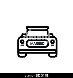 Hochzeitwagen Umriss Vektor-Symbol. Dünne Linie schwarz Hochzeitsauto Symbol, flache Vektor einfache Element Illustration aus editierbaren weddingundlove Konzept isolat Stock Vektor