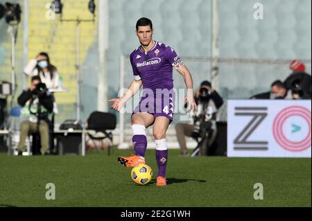 Florenz, Italien. Januar 2021. Nikola Milenkovic von ACF Fiorentina während ACF Fiorentina gegen FC Internazionale, Italienischer Fußball Coppa Italia Spiel in Florenz, Italien, Januar 13 2021 Kredit: Unabhängige Fotoagentur/Alamy Live Nachrichten Stockfoto