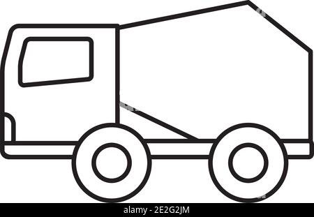 Beton-Mischer LKW-Symbol über weißem Hintergrund, Linienstil, Vektor-Illustration Stock Vektor