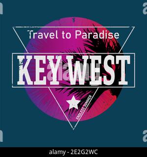 Key West Farbe Retro Design Poster Sommer Stock Vektor