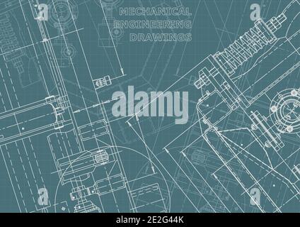 Vektorzeichnungen. Mechanische Unternehmensidentität. Technische Illustration. Blaupause Stock Vektor