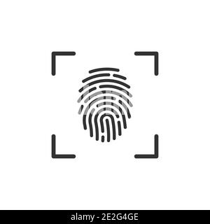 Schwarzes Vektorsymbol für Fingerabdruck-Scan. Scannermarken mit Fingerabdruck-Symbol. Stock Vektor