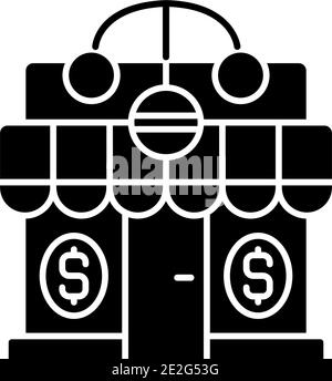 Pfandhaus, schwarzes Glyphen-Symbol Stock Vektor