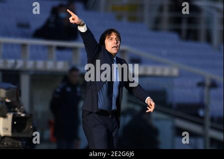 Florenz, Italien. Januar 2021. Florenz, Italien, Artemio Franchi Stadion, 13. Januar 2021, Antonio Conte vom FC Internazionale Gesten während ACF Fiorentina gegen FC Internazionale - Italienischer Fußball Coppa Italia Spiel Credit: Matteo Papini/LPS/ZUMA Wire/Alamy Live News Stockfoto