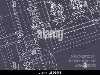 Blaupause. Vektorzeichnungen. Mechanische Instrumentenherstellung. Technische abstrakte Hintergründe. Technische Abbildung, Deckblatt Stock Vektor