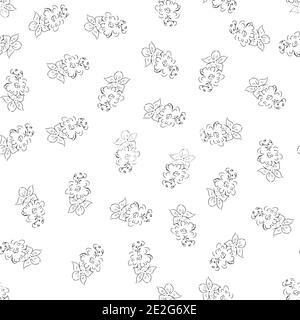 Doodle einfache Vektor nahtlose Muster von Hand gezeichneten Blumen. Nahtlose zufällige Muster von Hand gezeichneten Blumen. Isoliert auf weißem Hintergrund Stock Vektor