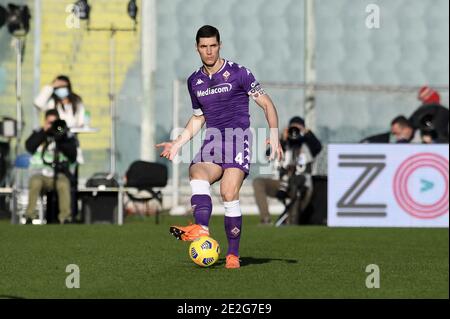 Florenz, Italien. Januar 2021. Florenz, Italien, Artemio Franchi Stadion, 13. Januar 2021, Nikola Milenkovic von ACF Fiorentina während ACF Fiorentina gegen FC Internazionale - Italienischer Fußball Coppa Italia Spiel Credit: Matteo Papini/LPS/ZUMA Wire/Alamy Live News Stockfoto