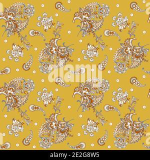 paisley florale Vektor-Illustration im Damast-Stil. Nahtloser Hintergrund Stock Vektor