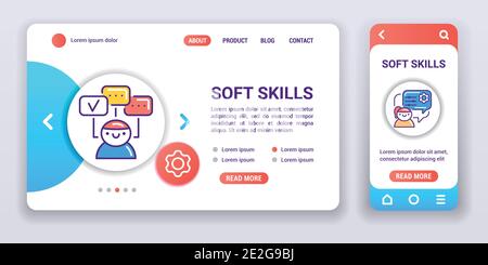 Soft Skills Webbanner und Mobile App Kit. Menschliche Fähigkeiten. Vektordarstellung. Stock Vektor