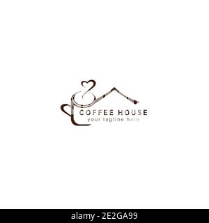 Café-Shop und Kaffeehaus heiß und kalt Kaffee Restaurant Café Vektor Illustrator Logo Design. Stock Vektor