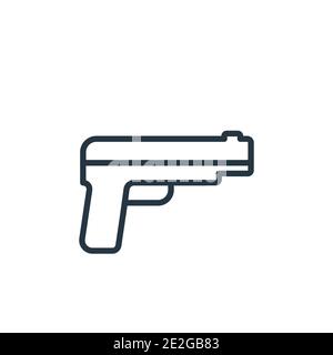 Vektorsymbol für Gun-Umriss. Dünne Linie schwarze Pistole Symbol, flache Vektor einfache Element Illustration von editierbaren Armee Konzept isoliert auf weißem Hintergrund Stock Vektor