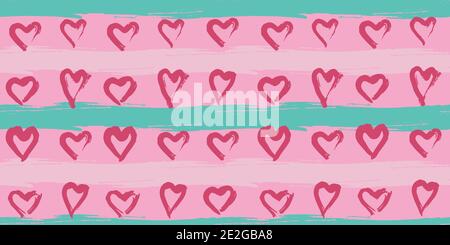 Nahtloses Originalmuster. Langer, farbiger Streifen. Vektor abstrakte Handzeichnung mit Streifen von Acrylfarben und Pinsel Stock Vektor