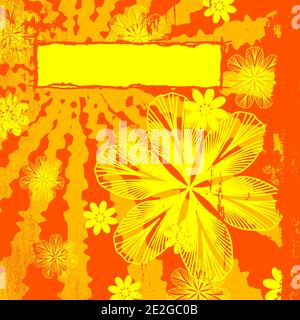 Orange Grunge Mit Blumenmuster Stock Vektor